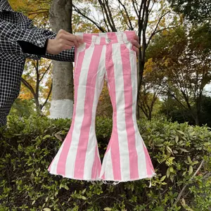toddler girl clothes baby bell bottom jeans pink stripe valentines day clothes fall pants baby jeans