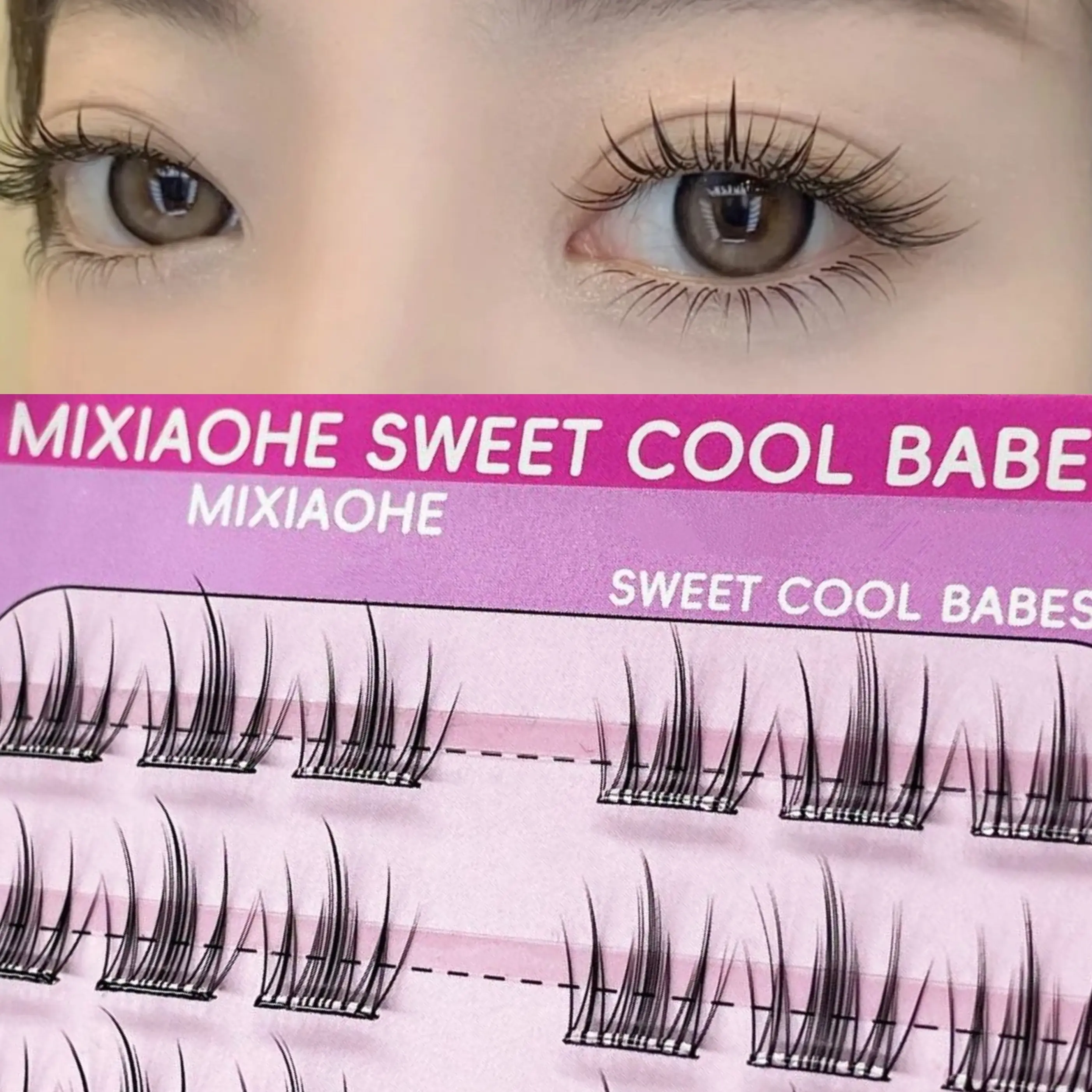 BY【2 Piece Set】MIXIAOHE Glue-Free Cluster Lashes 60pcs - Self-Adhesive Natural Looking DIY Eyelash Extensions, 10-13mm Length, Beginner Friendly, Perfect for Daily/Festival/Party, Great Christmas/Valentine's Gift