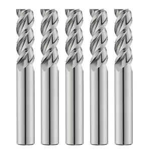 3/16" Carbide Square Nose End Mills Set 3 Flute Milling Cutter CNC Spiral Router Bits for Aluminum,Copper, Magnesium Alloys（5PCS）