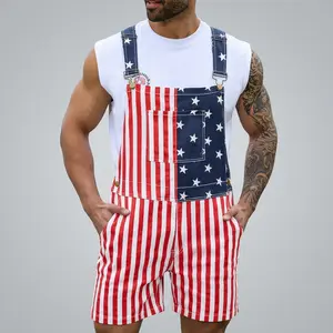 RoamActive R Unisex Sleeveless Stretchy American Flag Overalls - 250th Anniversary Patriotic Coveralls, Plus Size USA Jumpsuits for Couples, Summer Sports & Outdoor Gifts (Memorial Day, 4th of July)