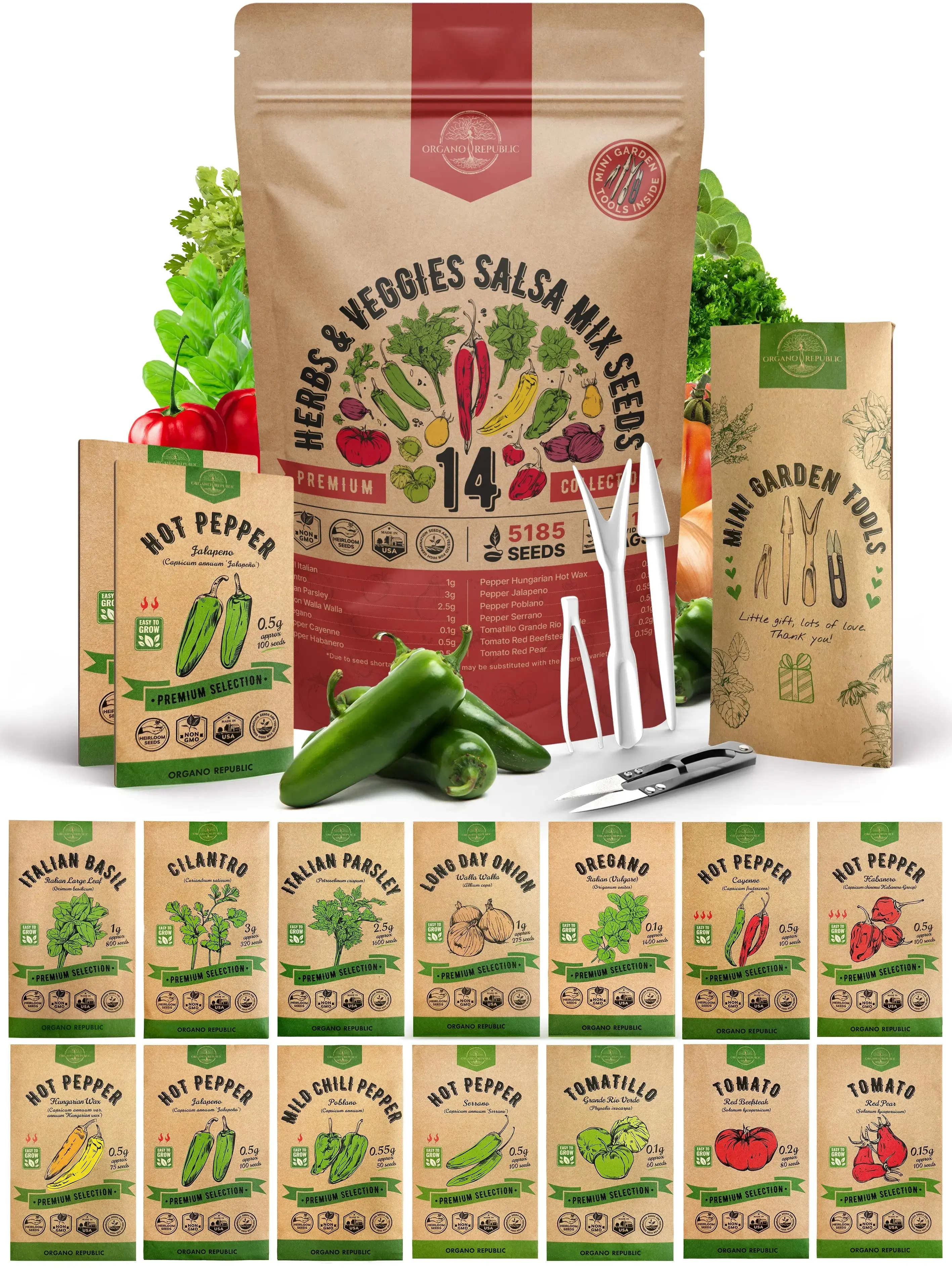 14 Herbs & Veggies Salsa Mix Seeds Variety Pack 14 Herbs & Veggies Salsa Mix Seeds Variety Pack
