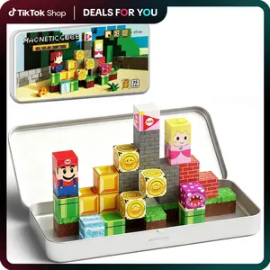 Hotfree Mini Magnetic Building Blocks 35PCS, Montessori Educational Magnetic Cubes STEM Toddler Learning Set with Iron Storage Box,  Travel Airplane Activities Toys, Portable Construction Toys, Birthday Christmas Gift for Kids Boys Girls 3-8