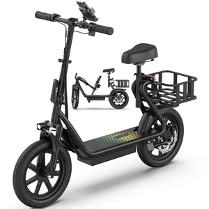 14" Pneumatic Tire Electric Bike – 500W Peak Power, 22 MPH, 22–40 Mile Range, Dual Seat, Single Brake Lever, Height-Adjustable Seat