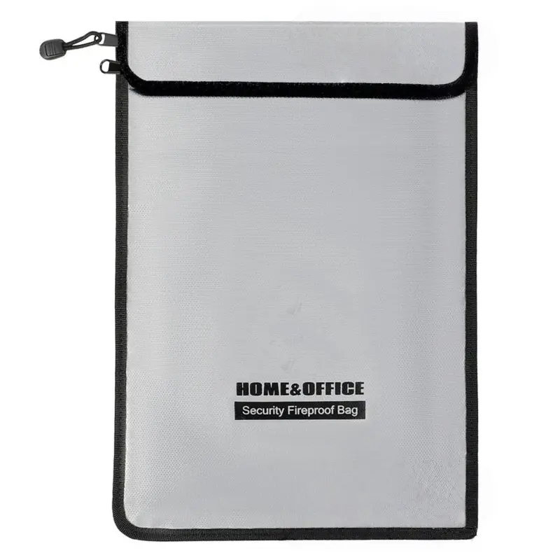 Fireproof Pouch (2000°F), 15" x 11" Waterproof Multicompartment Travel Organizer with 2 Zippered Pockets for Documents & Valuables, Pouch Pocket