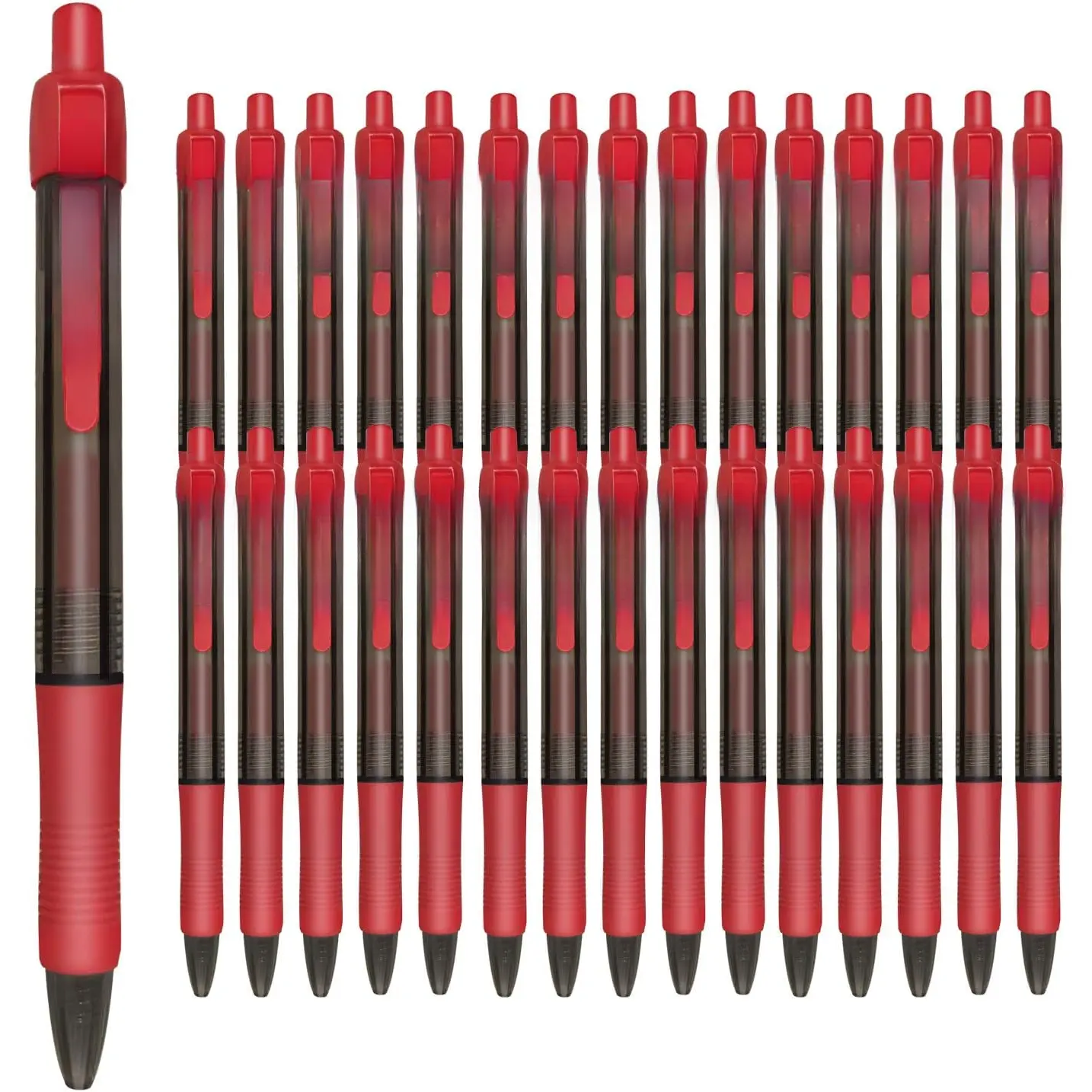 30 Pack Red Fine Point Gel Pens, No Smear Ink, Retractable, 0.5MM, Red Ink
