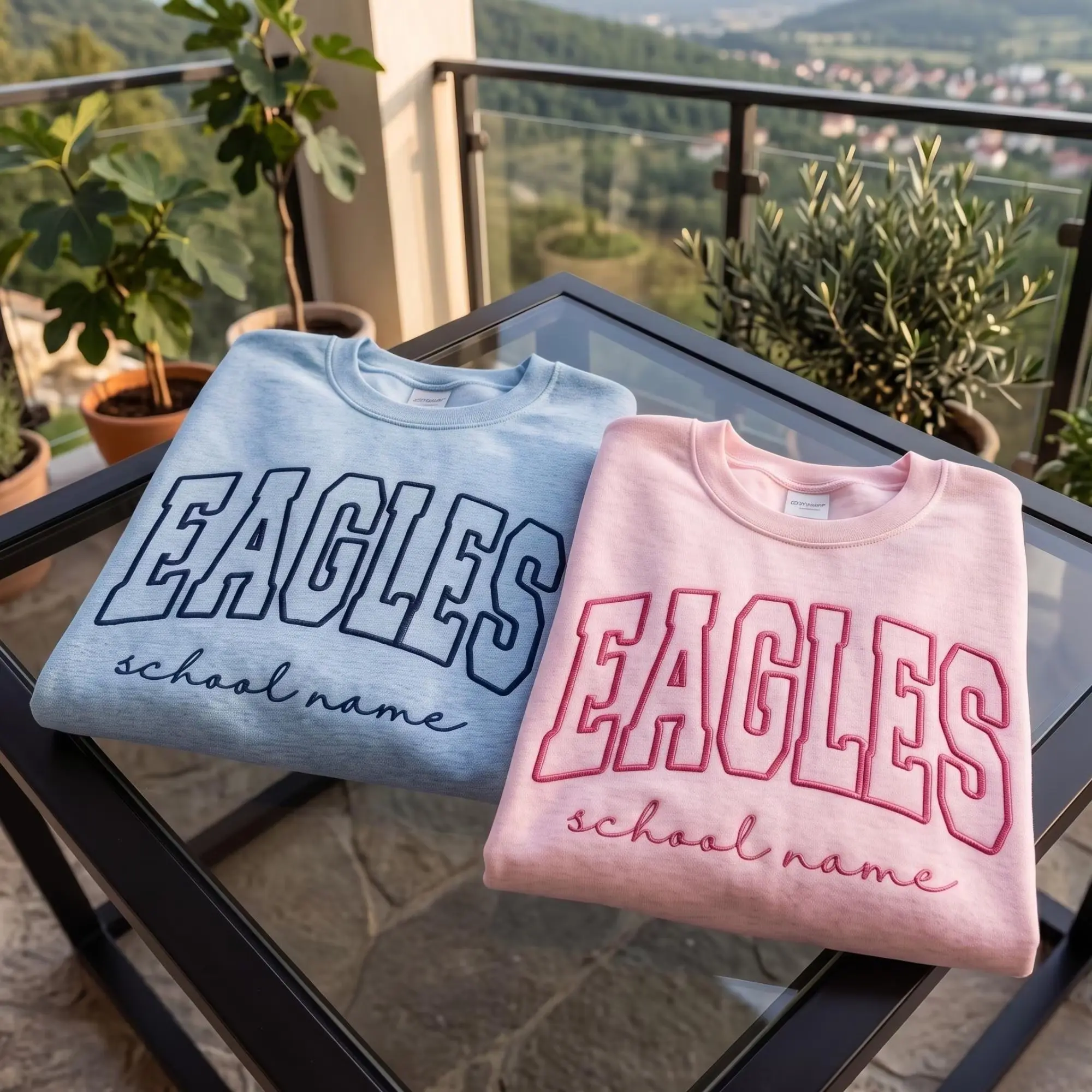 [MADE IN US] Custom Embroidered School Spirit Sweatshirt, Personalized Mascot Sweatshirt, School Name Sweatshirt Game Day Sweatshirt, Back to School Gift