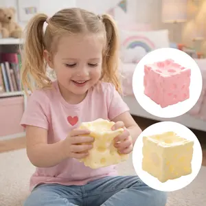 Shapeable Jumbo Cheese Cube Stress Ball Non-Bounce Anti-Stress Cheese Squeeze Fidget Toy Squishy Texture ASMR Sensory Stress Toy