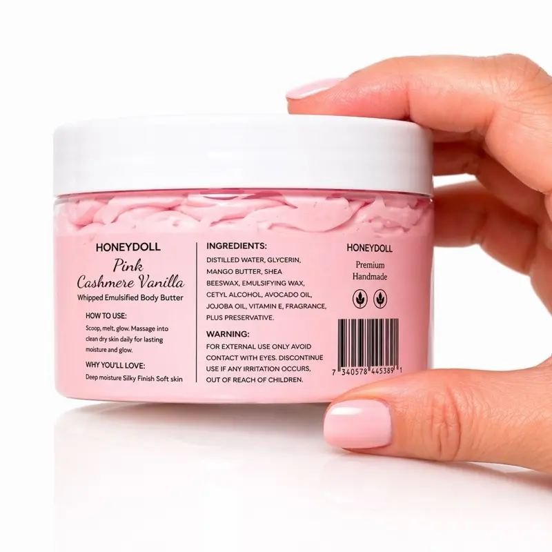 Nourishing Pink Cashmere Vanilla Emulsified Body Butter for Ultimate Hydration - Body Care Lightweight Moisture Moisturizing Blend Daily Moisturizer Skincare Hydrating Comfort
