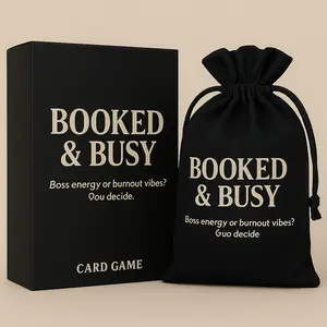 Booked & Busy - The Ultimate Boss Energy Card Game with Black Drawstring Bag and Bold Text Design for Professionals Managing Energy Levels United States Edition fun Love Couples Interactive Relationship Board Game tabletop Adult Drinking Party