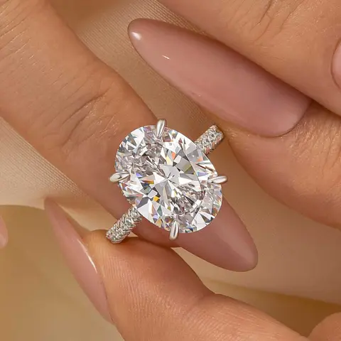 Effinny 7.5ct Oval Cut Engagement Ring in 925 Sterling Silver, 5A Grade Cubic Zirconia Promise Ring for Wedding, Travel, Party, Engagement Wedding Rings, Fashion Promise Ring