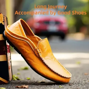 Men's Premium Genuine Leather Casual Slip on Loafers Breathable Driving Shoes Fashion Slipper