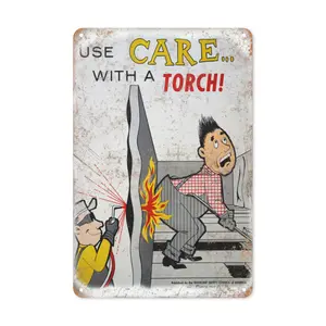 WSTKJW 1965 Railroad Safety Council Torch Care Poster Reproduction Metal Print 12"x8" Inch Decor Decoration for Kitchen Coffee House or Home Artistic Wall Ornaments