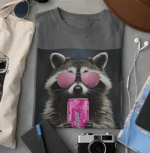 Raccoon Alani Nu Pink Slushi Animal Graphic T-Shirt - Sweatshirt - Hoodie, Gift For Alani Nu Lovers, Alani Nu Lover Shirt, Alani Nu Shirt, Alani Nu Lover Gift, Alani Nu 2026, Full Size, Full Color