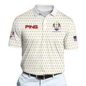 2025 Ryder Cup USA Team Golf Graphic White Dynamic Microfiber Men Polo Shirt