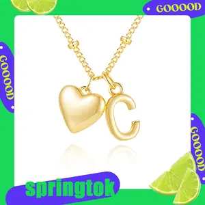KINHOPI Gold Heart Initial Necklace for Women Heart Letter Pendant Dainty Chain Design Valentines Gifts for gf