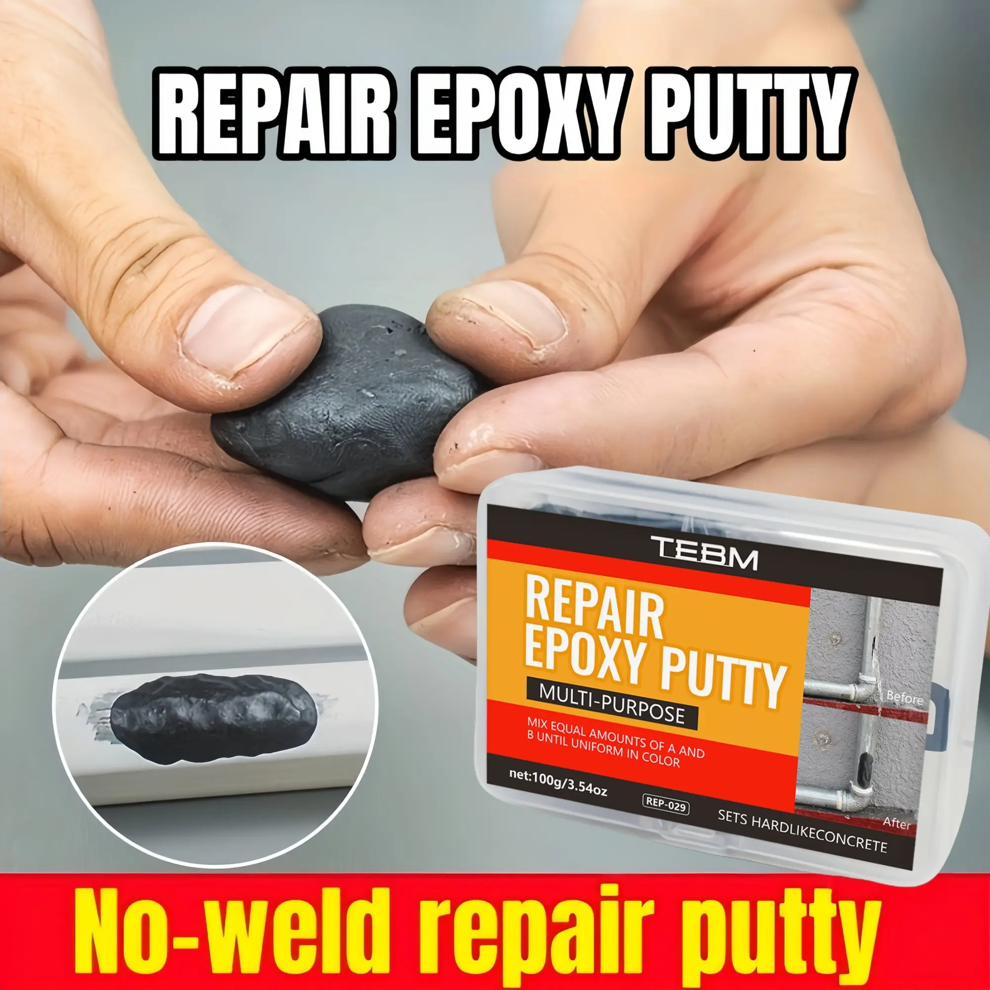 Multi-Functional Epoxy Putty, 100g Strong Epoxy Repair Mud, Fast Repair, Quick Repair for Metal Plastic Ceramic Concrete, High Temperature Waterproof Corrosion Resistant, Concrete Sealant Waterproof, Concrete Caulking Adhesive