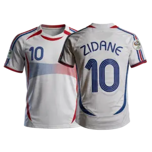 2006 Retro Away White No.10 Zidane Short Sleeved Soccer Jersey Top Fan Version