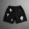 Men's Summer Loose-Fit Shorts, Graphic Print Cross Pattern, Breathable & Versatile Shorts for Sports and Daily Wear, Casual Comfy Shorts, Casual Fashionable Shorts