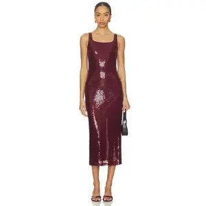 Elodie the Label Sandra Sequin Dress in Rum Raisin