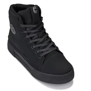 CALTO - S3421 - 2.4 Inches Taller (Black) - Cap Toe High Top Zip-Up Sneaker Boots