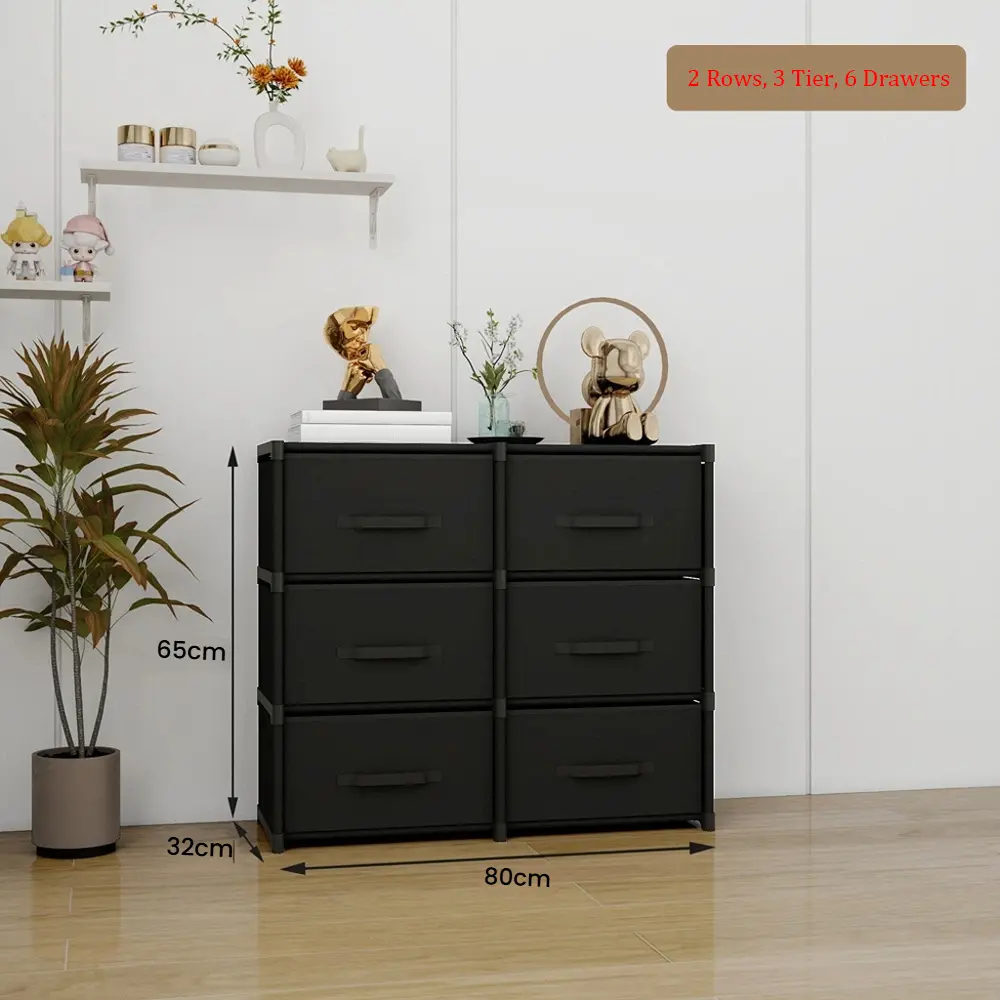 2 Row 3 Tier 6 Drawers Organizers, Storage Basket, Storage Tower, Organizer Unit, Dresser, Fabric Dresser for Bedroom, Hallway, Entryway, Closets, Sturdy Frame, Easy Pull Handle summerwins