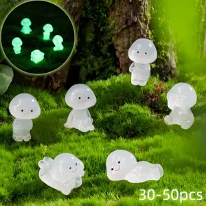 Glow-In-The-Dark Mini Resin Figures, 30/50pcs Aquarium Decor, Amphibious Landscape Decoration, Creative DIY Accessories, Holiday Gifts