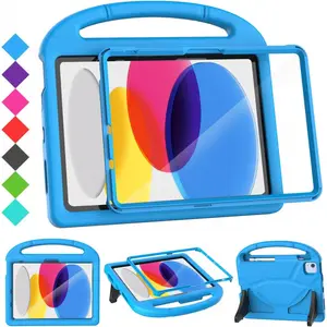 Kids Case for iPad A16 11-Inch 2025 (11th Gen) & iPad 10th Generation (10.9" 2022), Durable Shockproof Stand Cover with Screen Protector/Pencil Holder/Handle for Kids, Blue-USA