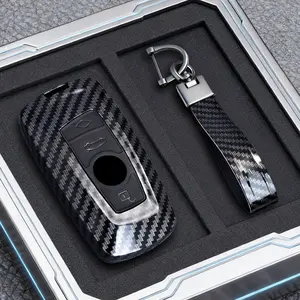Abs Carbon Fiber Style Car Key Cover for Bmw Series 1-7, X1-X7, F10-F34, G20-G30, Durable Protective Case, Stylish Design