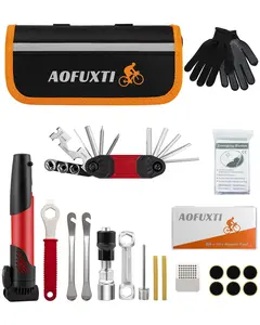 Bicycle Tire Patch Repair Kit Bike Chain Repair Wrench Essential Mini Pump Portable Adult Bicycle Tool Kit for Camping Travel for Men and Women