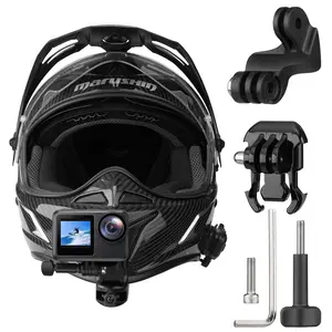 Motorcycle Helmet Chin Mount Center Bracket for GoPro Hero 9–12, for DJI Action 3/4, Sports Action Camera – Quick-Release Anti-Drop Design with Pressure Screw, Hex Bolts & Wrench