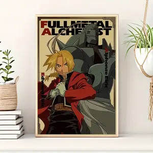 1pc Fullmetal Alchemist Anime Art Decor Poster -  Frameless Canvas, Vibrant Wall Art for Living Room, Bedroom, Office, Restaurant, Bar - Modern Contemporary Home Decor, Perfect Gift Idea, Bedroom Artwork, Dynamic Character Design, Highquality Print