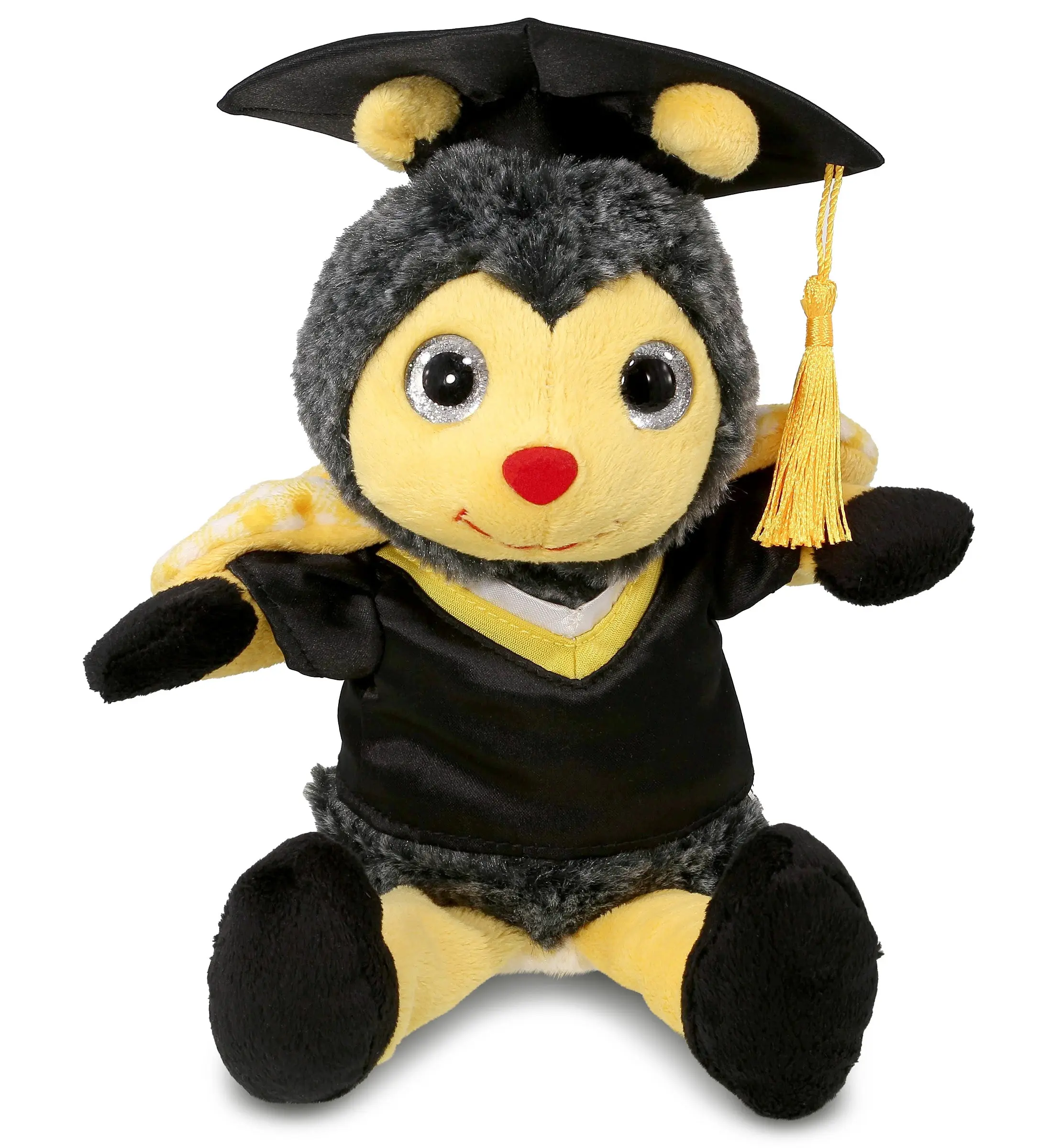 DOLLIBU 1 Super Soft Sitting Bee Plush Toy - 6l×5w×7h in Fluffy Polyester Stuffed Animal with Removable Cap, Realistic Designs, Surface Wash with Cold Water, Perfect Graduation Day Gift