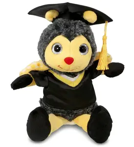 DOLLIBU 1 Super Soft Fluffy Polyester Graduation Sitting Bee Plush Toy - 6lx5wx7h inches Novelty Stuffed Animal, Perfect Graduation Day Gift