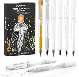 Shuttle Art White Gold Silver Gel Pens, 6 Pack 0.7mm, 1.0mm Metallic Gel Ink Pens Fine Point for Black Paper Highlighting Card Making Scrapbooking Coloring Writing Drawing School Office Home tiktokshopspringglowup
