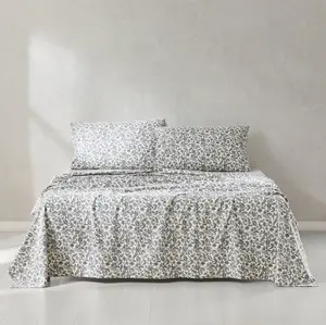 Lush Decor Lillian Block Print Cotton Sheet Set - Classic Floral Design, 100% Cotton, OEKO-TEX Certified, Machine Washable, Twin/Full/Queen/King Sizes
