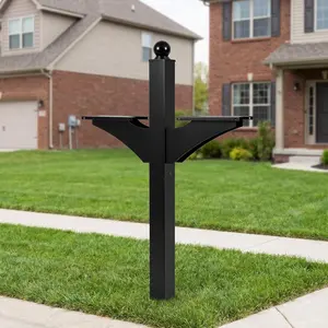 Heavy Duty Iron Double Mailbox Post, Multifunctional Mailbox Stand Yard Solution for Duplex Multi Family Homes, Mailboxes Not Included