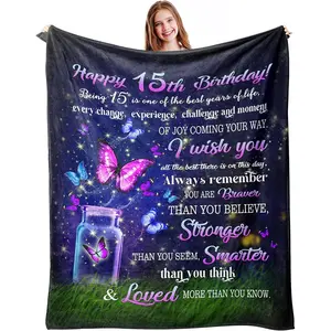 15 Year Old Girl Gifts, 15 Quinceanera Gifts, Gifts for 15 Year Old Girl, 15th Birthday Gifts for Teen Girls, 15th Birthday Decorations, Present for 15 Teen Girls Ideas Flannel Blanket
