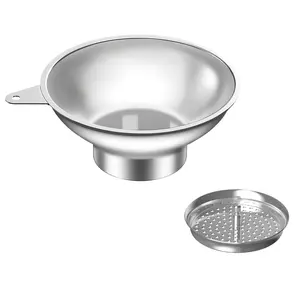 Canning Funnel with Strainer - Wide Mouth Stainless Steel Kitchen Funnel for Mason Jars, Transferring Liquids, Dry Ingredients, Canning & Preserves