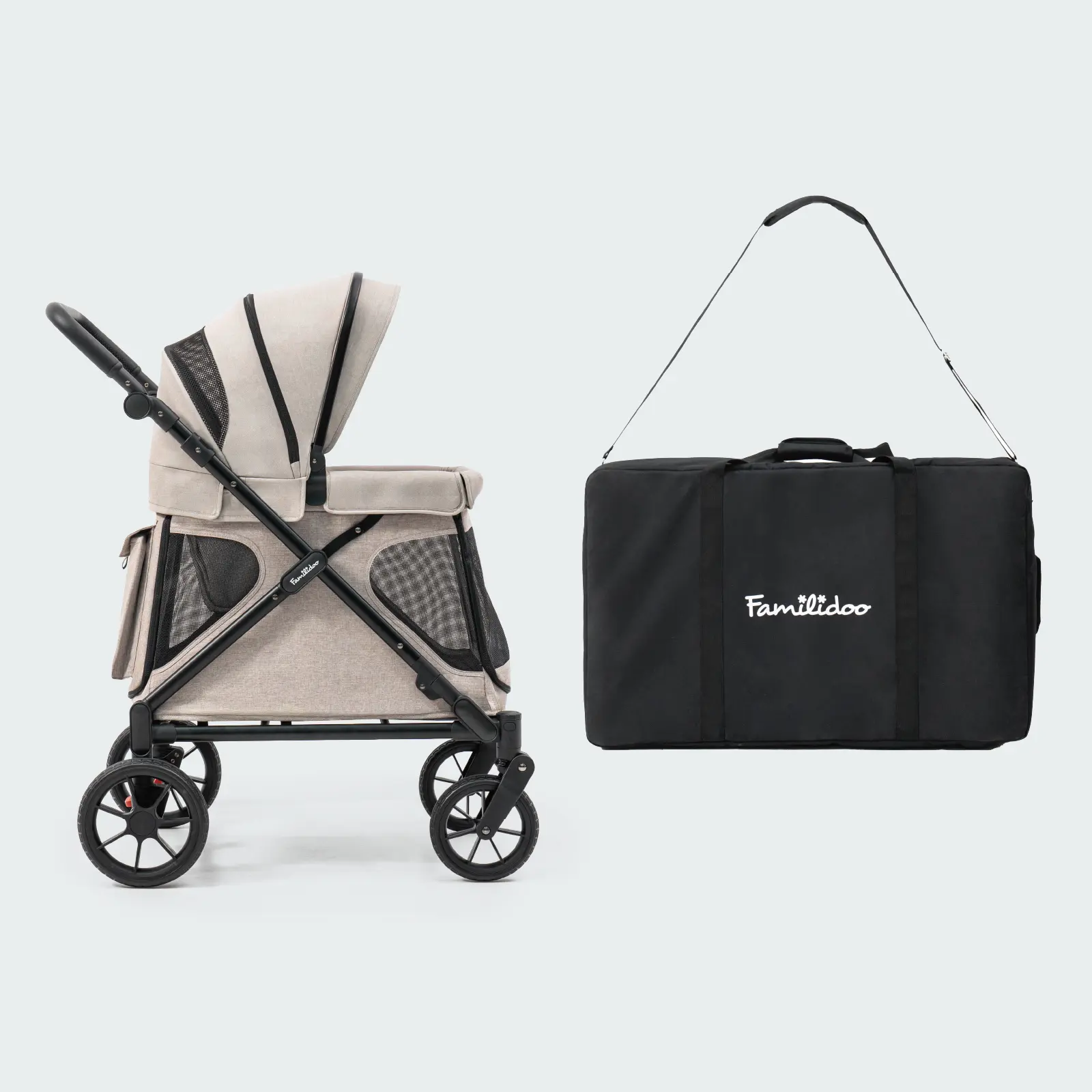 Q1 2.0 Stroller Wagon | Ash Rose, Included Rain Cover And Travel Bag
