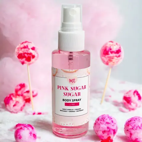Women's Alcohol-Free Pink Sugar Gourmand Hair and Body Mist - 2-2.9 fl oz Water-Based Lightweight Everyday Fragrance for Adults with Red Licorice, Spun Sugar, Vanilla, Strawberry Scents - 6-Month Shelf Life, Single Bottle