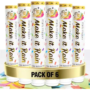 6 Pack 12 Inch Biodegradable Confetti Popper Set for Wedding Birthday Party Celebrations, Releases 15 ft in the Air