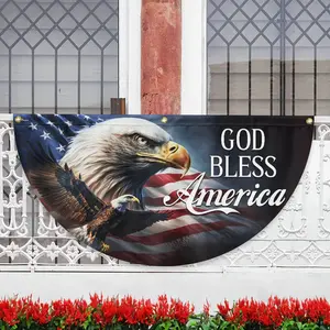 God Bless America Semicircular Flag, America 250th Anniversary Non-Pleated Fan Flag
