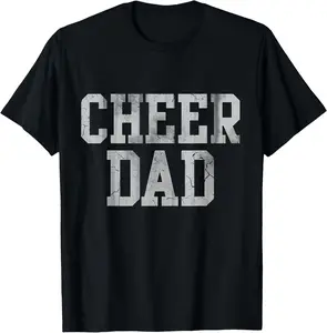 100%cotton Cheer Dad Cheer leading Cheer Leading Men Dad Father T-Shirt funny  tshirt  exchange Menswear Top