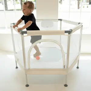 Kids Trampoline 4 FT Arctic Blue with Safety Net, Basketball Hoop, 220lb Capacity, Ultra Safe No-Gap Design, Gift for Boys & Girls