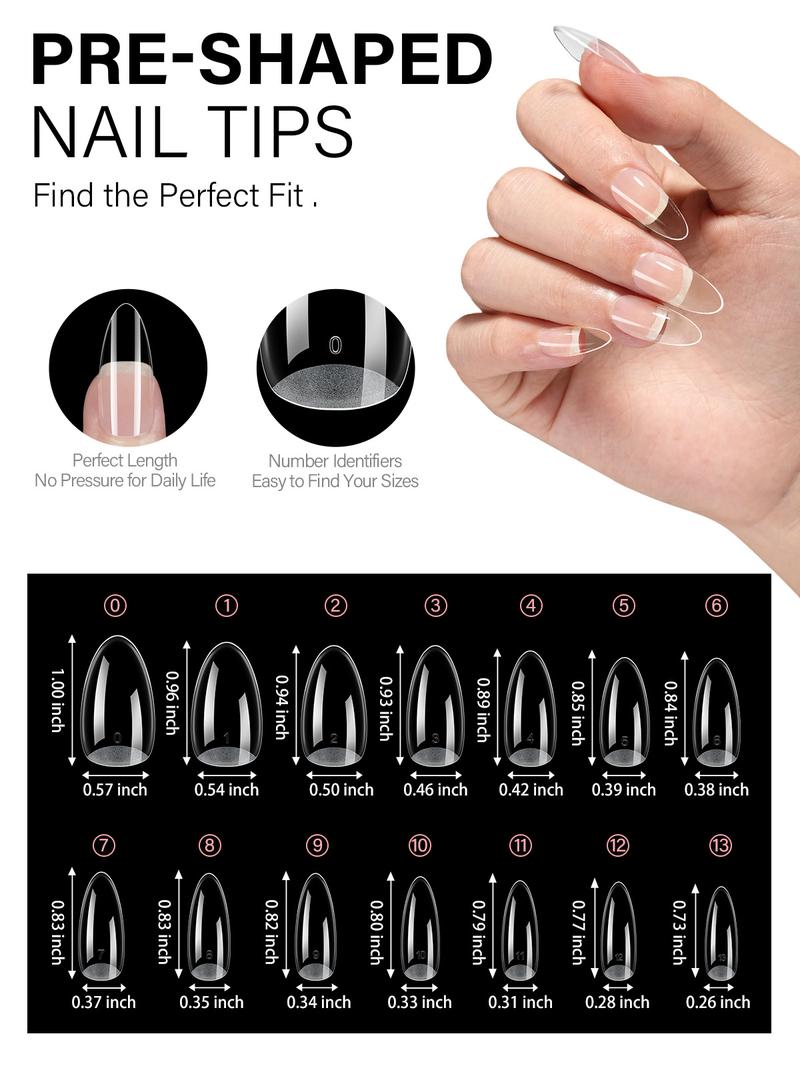 AILLSA Upgraded DIY Nail Kit Medium Square 224pcs Nail Tips in 14 Sizes with Soild Gel Nail Glue,Nail Dehyrator,4 Timers Auto Sensor UV Lamp,3 Gel Polish,Top Coat,Nail Stamp,Cuticle oil, gelx nail,Manicure Fall Nails Birthday&Chritmas Gift for Girl