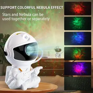 Projection night light, astronaut-shaped LED projector light, variable nebula effect, 360-degree rotation, starry sky projection light, ambient light, gift.