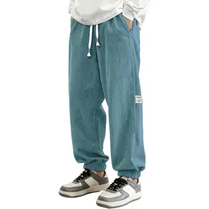 Corduroy Joggers with Elastic Waist & Drawstring - Tapered Casual Pants Comfort Fit