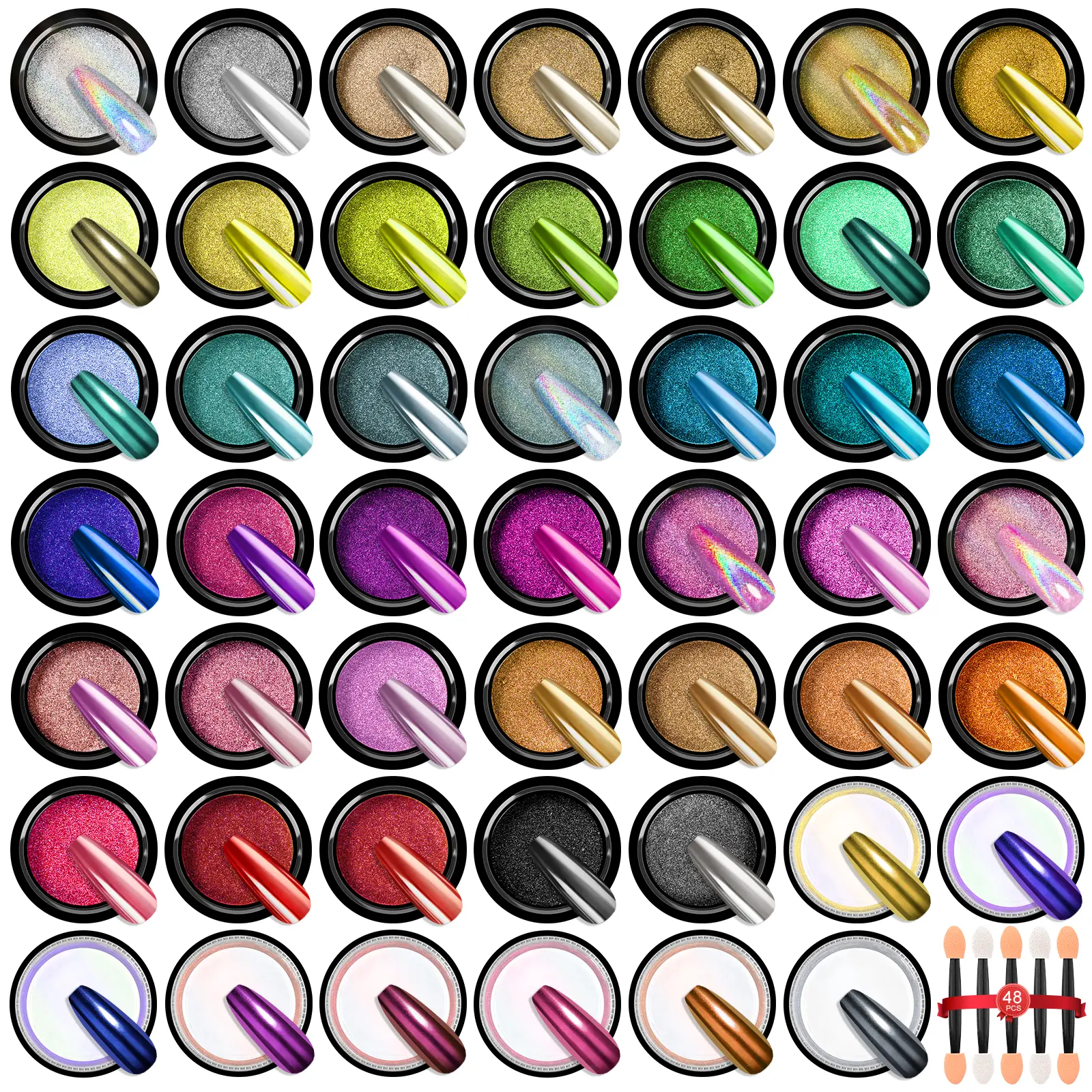 48 Colors Chrome Nail Powder Set