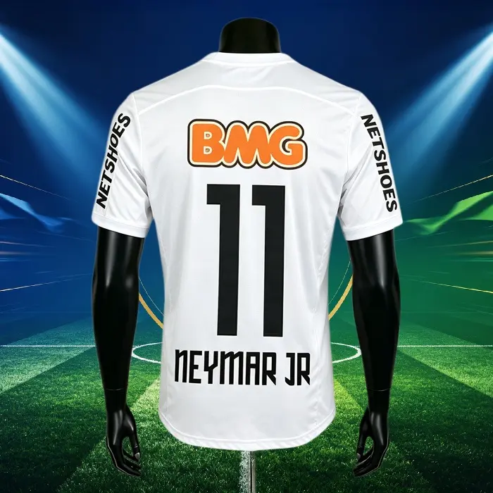 2011 2012 Home White Retro No.11 Neymar Short Sleeve Soccer Jersey