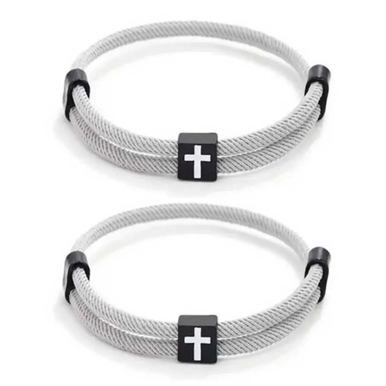 Light gray Milan rope cross bracelet